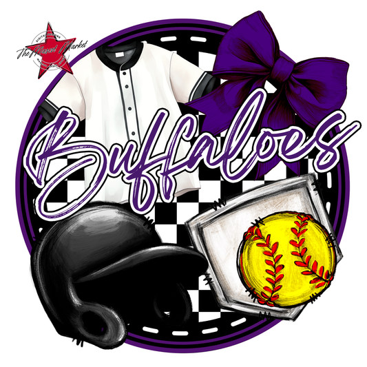 Buffaloes Circle Softball Design-Purple