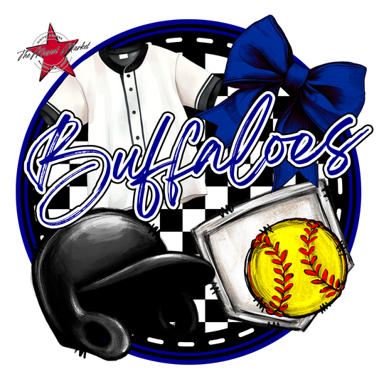 Buffaloes Circle Softball Design-Royal Blue