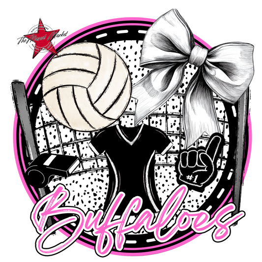 Buffaloes Circle Volleyball Design-Baby Pink