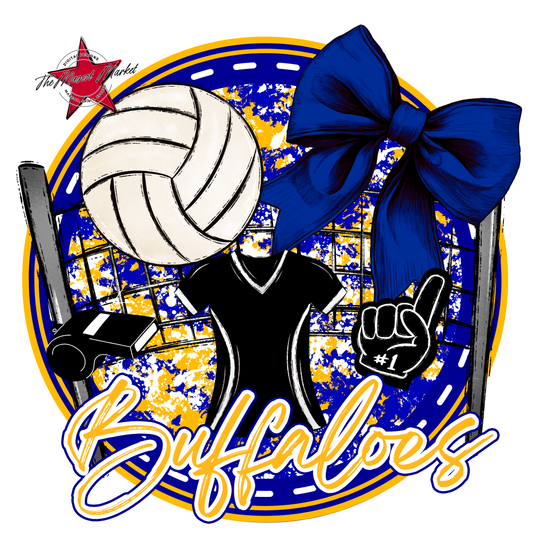 Buffaloes Circle Volleyball Design-Blue-Yellow