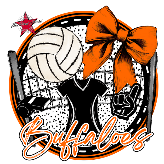 Buffaloes Circle Volleyball Design-Orange