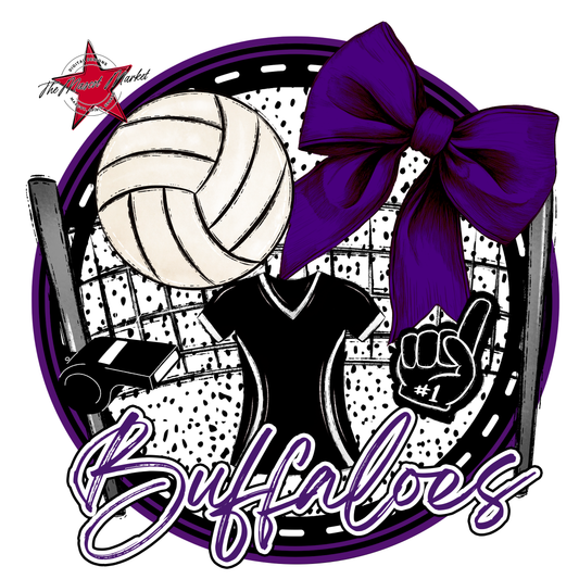 Buffaloes Circle Volleyball Design-Purple