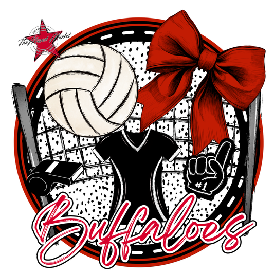 Buffaloes Circle Volleyball Design-Red