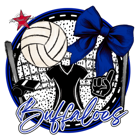 Buffaloes Circle Volleyball Design-Royal Blue