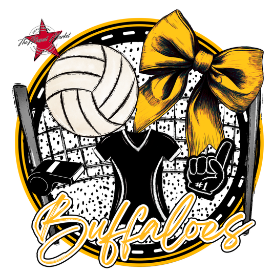 Buffaloes Circle Volleyball Design-Yellow