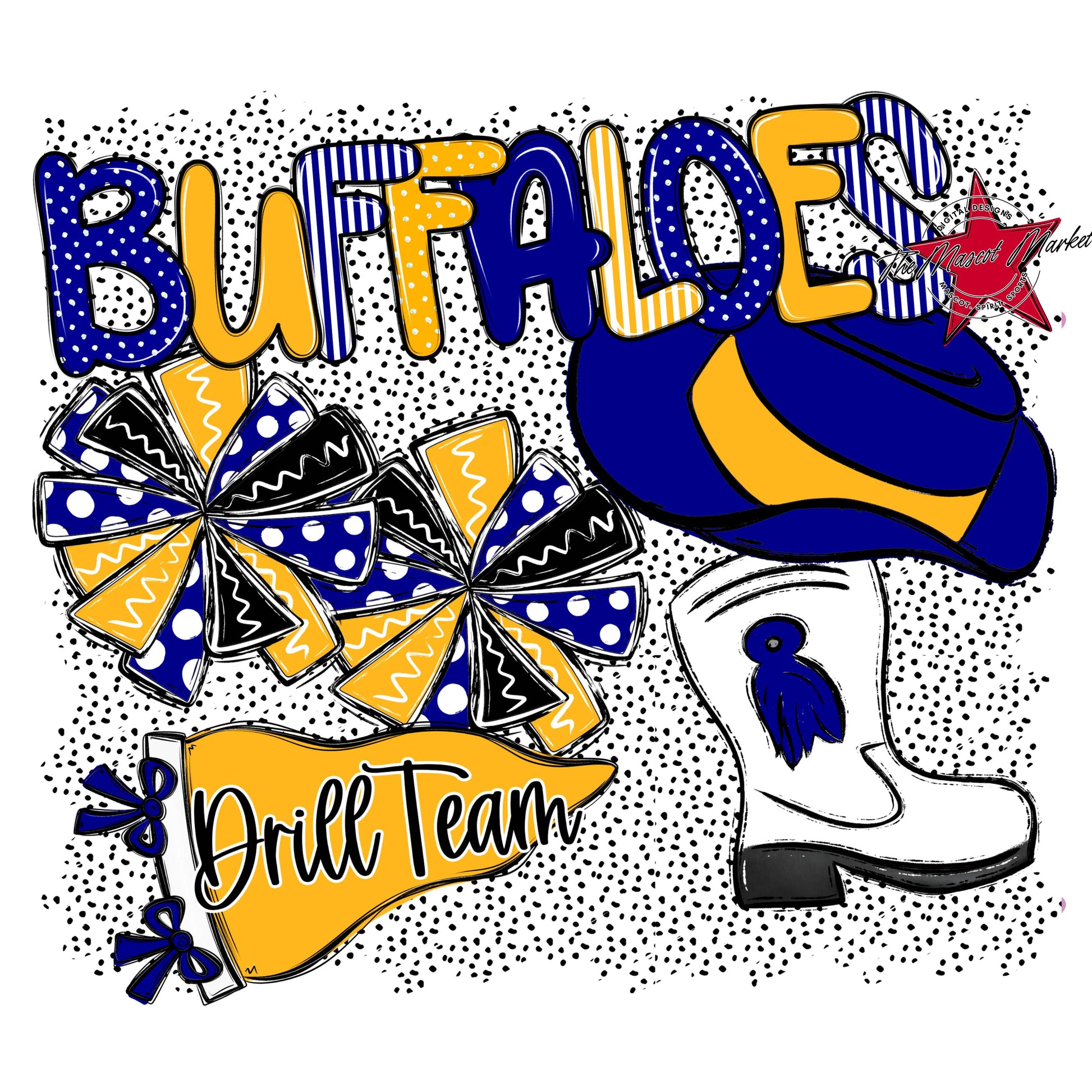 Buffaloes Drillteam Spirit-Blue & Yellow