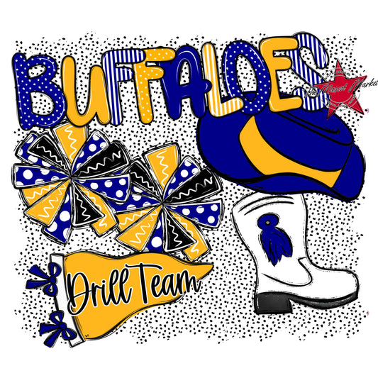 Buffaloes Drillteam Spirit-Blue & Yellow