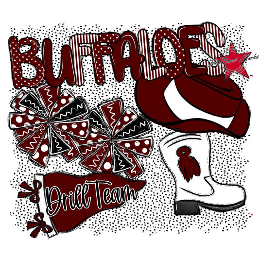 Buffaloes Drillteam Spirit-Maroon