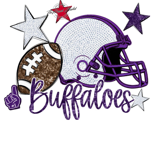 Buffaloes Football Embroidered Sequins Design-Purple