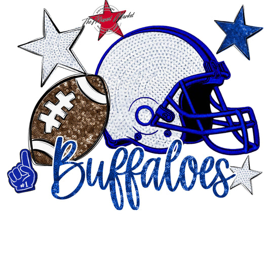 Buffaloes Football Embroidered Sequins Design-Royal Blue