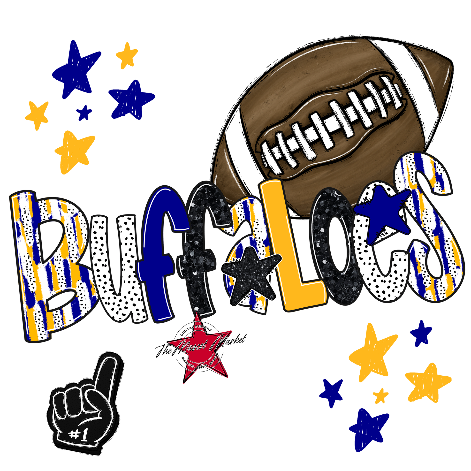 Buffaloes Football Scrape-Blue-Yellow