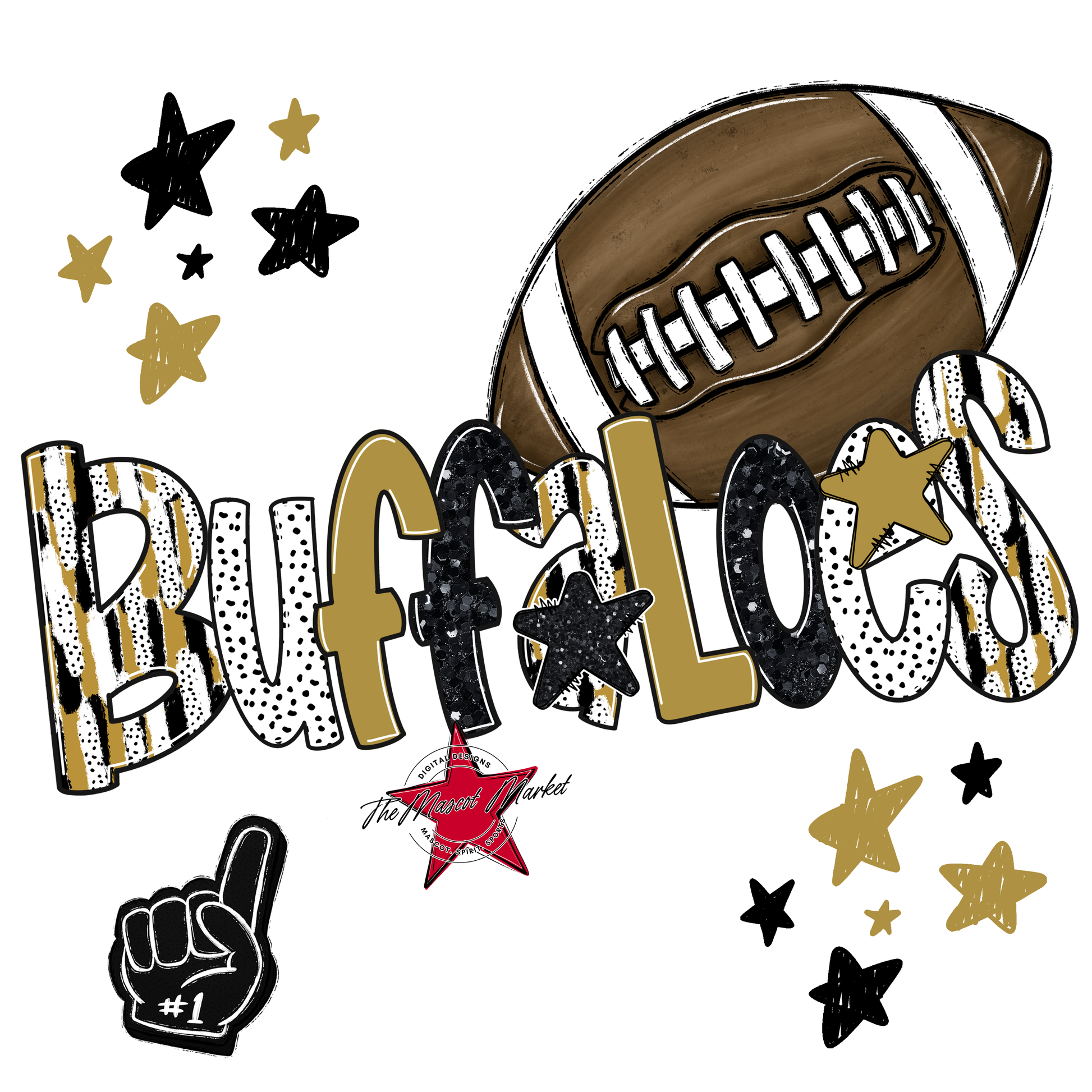 Buffaloes Football Scrape-Gold