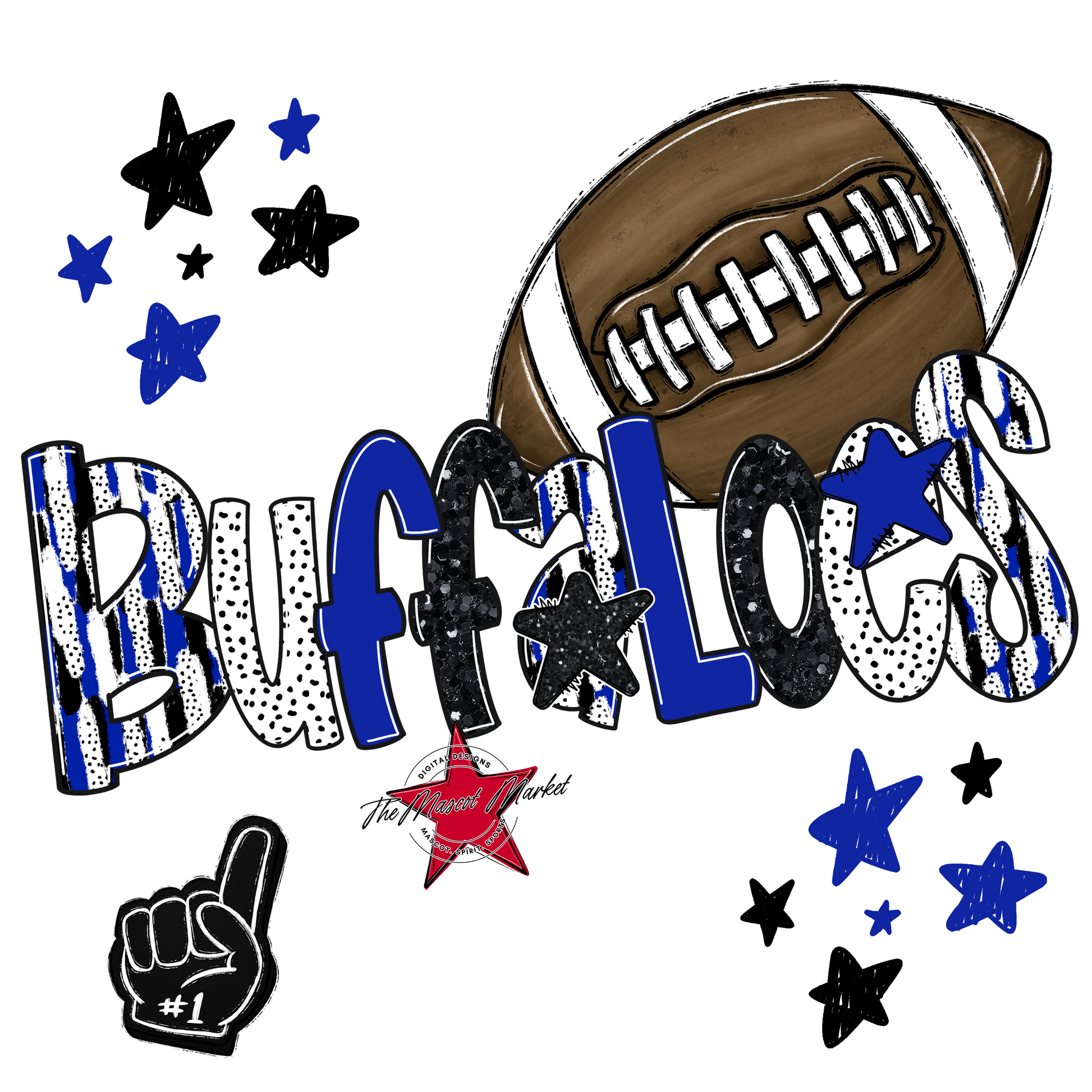 Buffaloes Football Scrape-Royal Blue
