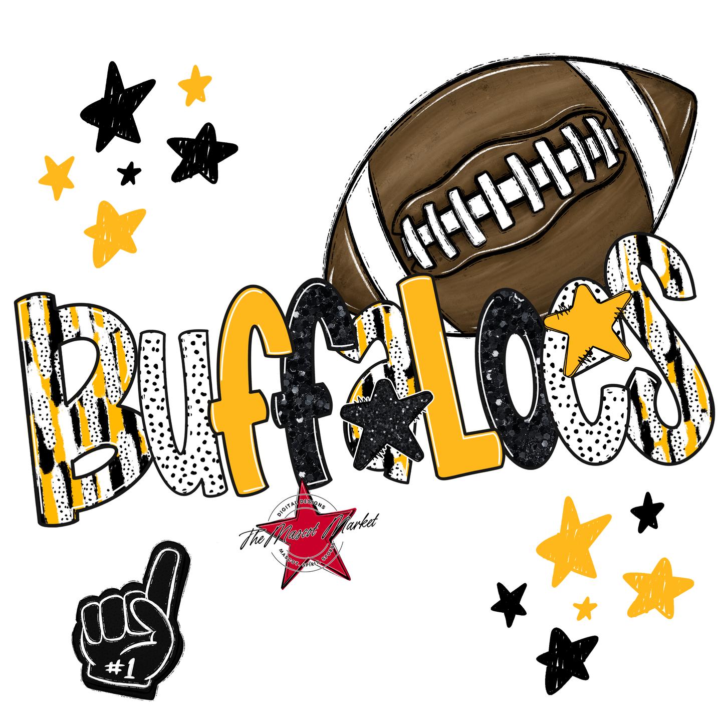 Buffaloes Football Scrape-Yellow