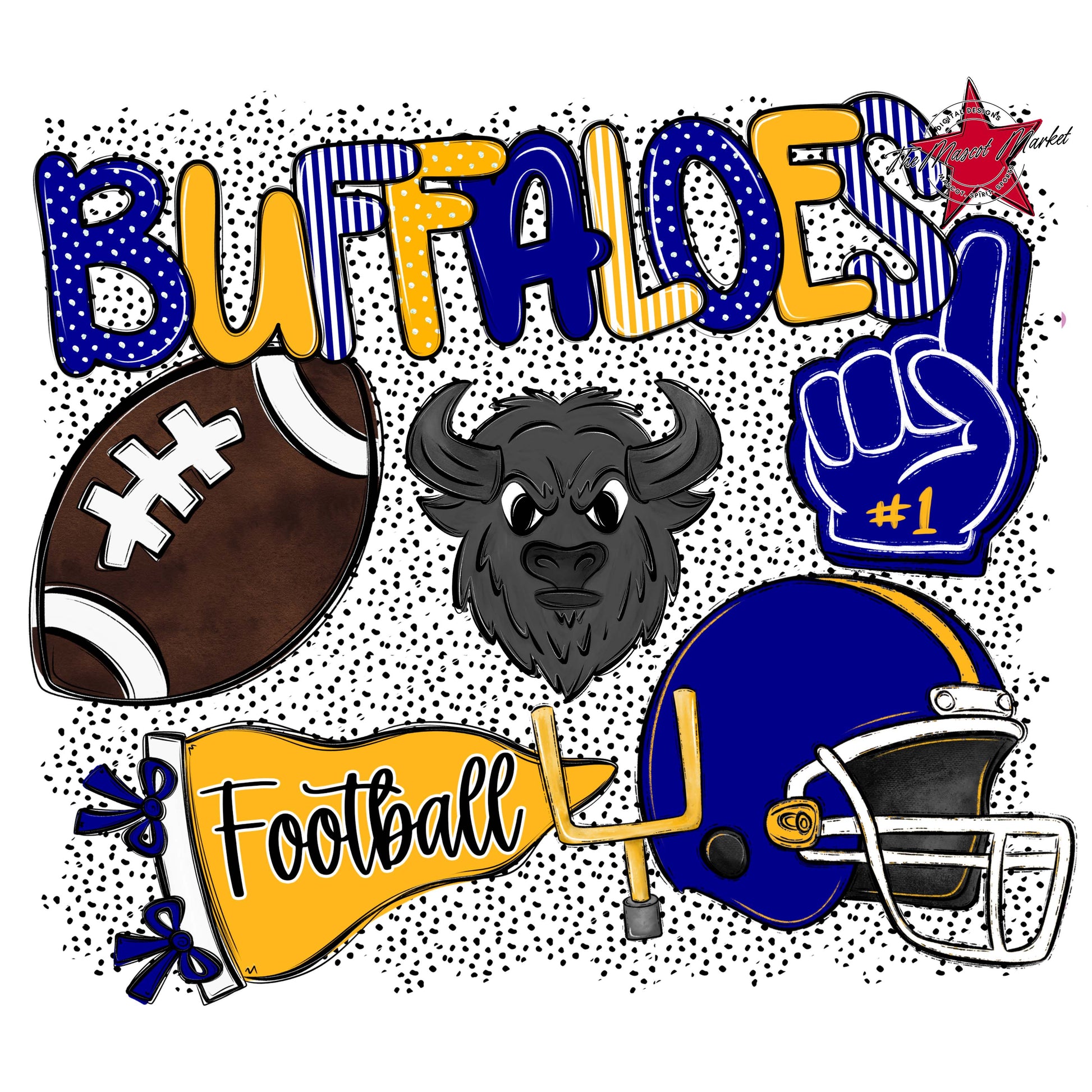 Buffaloes Football Spirit-Blue & Yellow