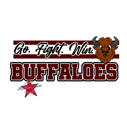 Buffaloes Go Fight Win Mascot Lines-Maroon