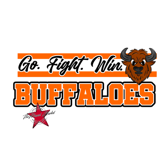 Buffaloes Go Fight Win Mascot Lines-Orange
