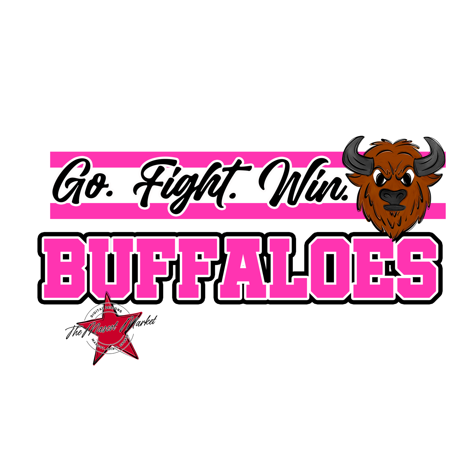 Buffaloes Go Fight Win Mascot Lines-Pink