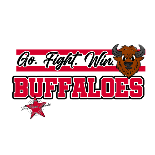 Buffaloes Go Fight Win Mascot Lines-Red
