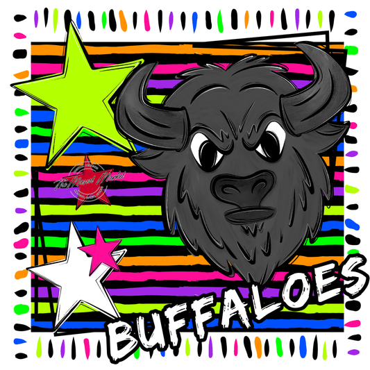 Buffaloes Mascot Frame-Neon Black