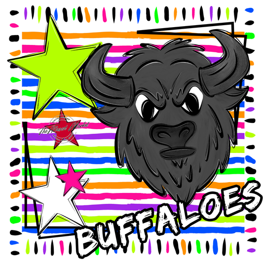 Buffaloes Mascot Frame-Neon White