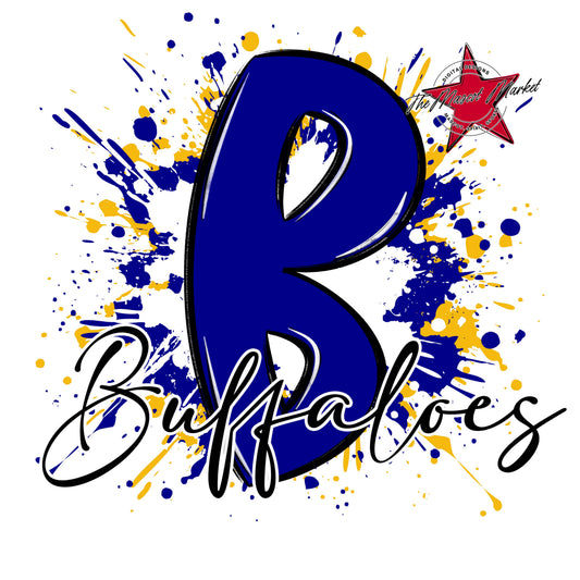 Buffaloes Mascot Splatter-Blue & Yellow