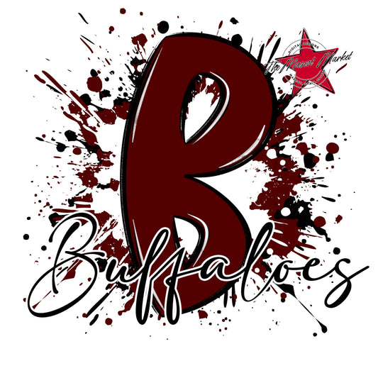 Buffaloes Mascot Splatter-Maroon