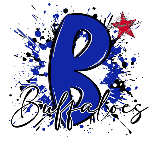 Buffaloes Mascot Splatter-Royal Blue