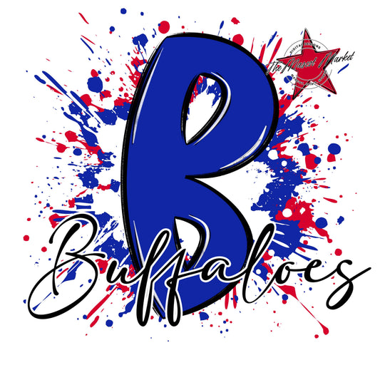 Buffaloes Mascot Splatter-Royal Blue & Red