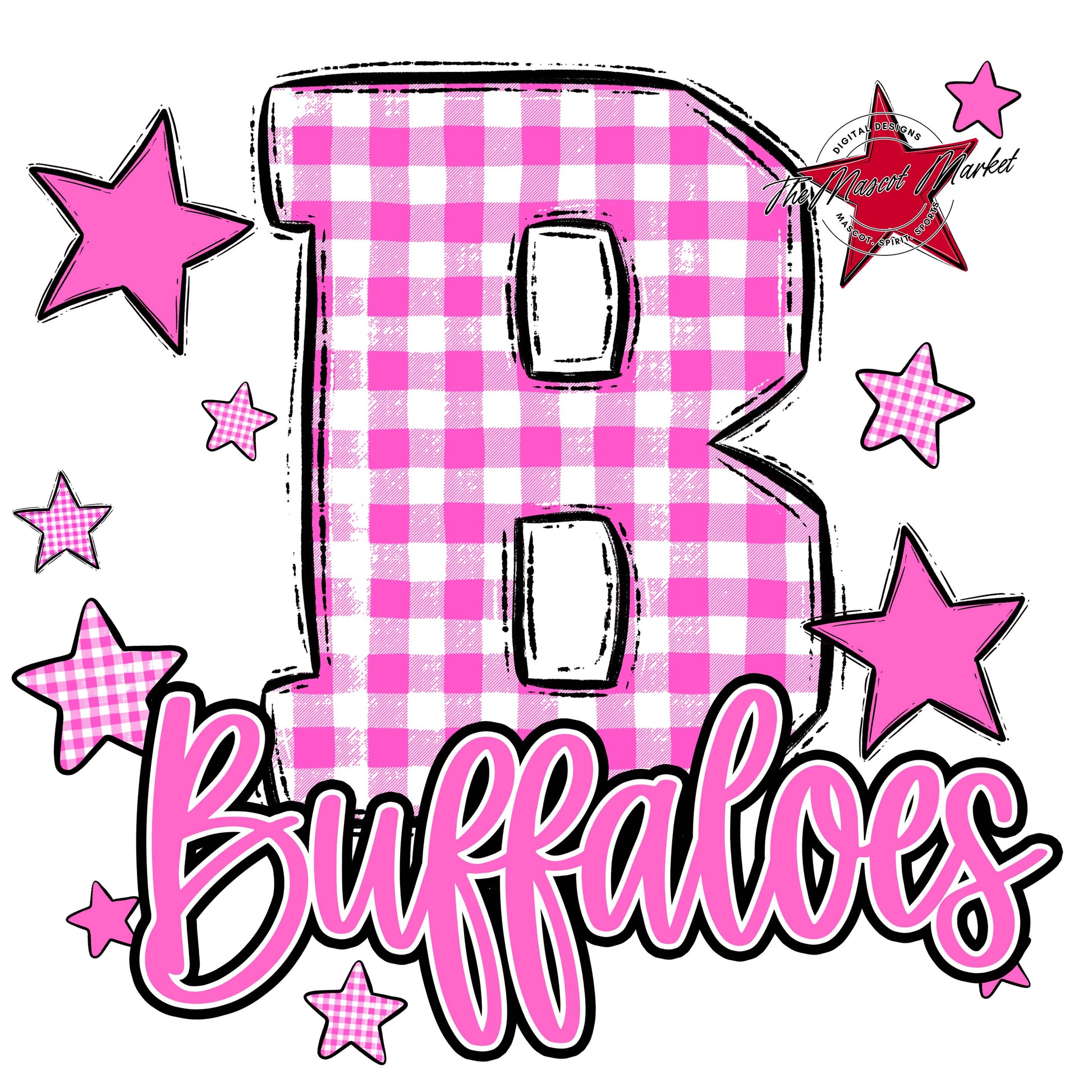 Buffaloes Plaid Star Design-Baby Pink