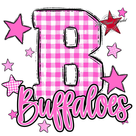 Buffaloes Plaid Star Design-Baby Pink