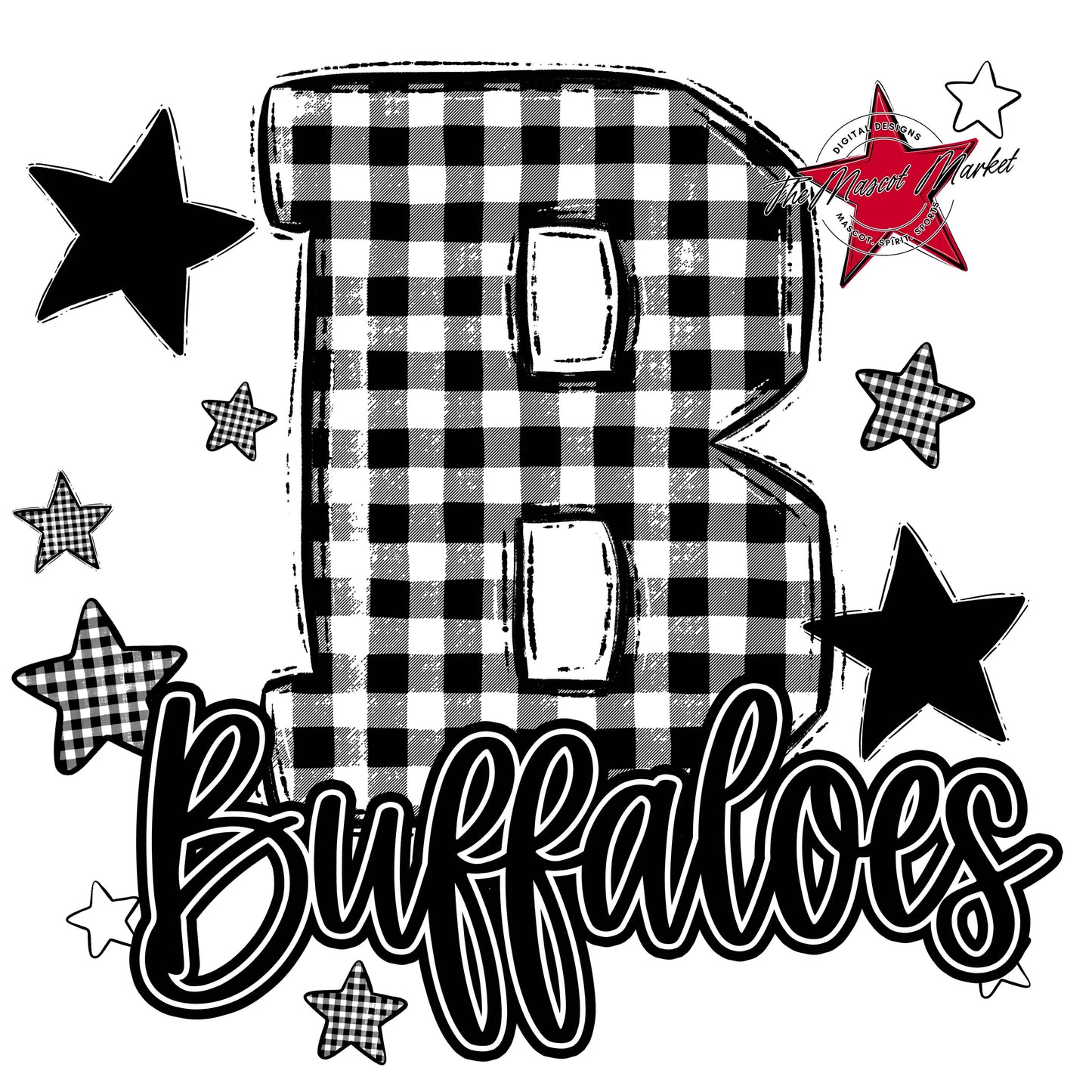 Buffaloes Plaid Star Design-Black