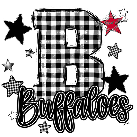 Buffaloes Plaid Star Design-Black