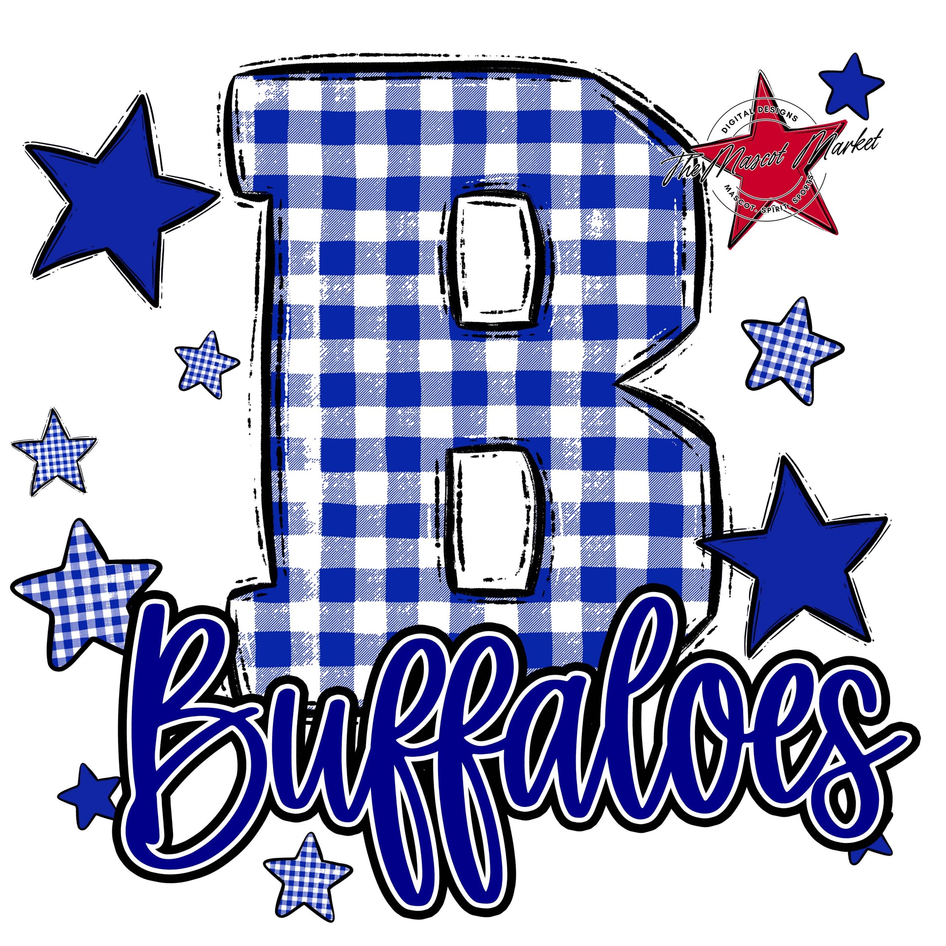 Buffaloes Plaid Star Design-Blue