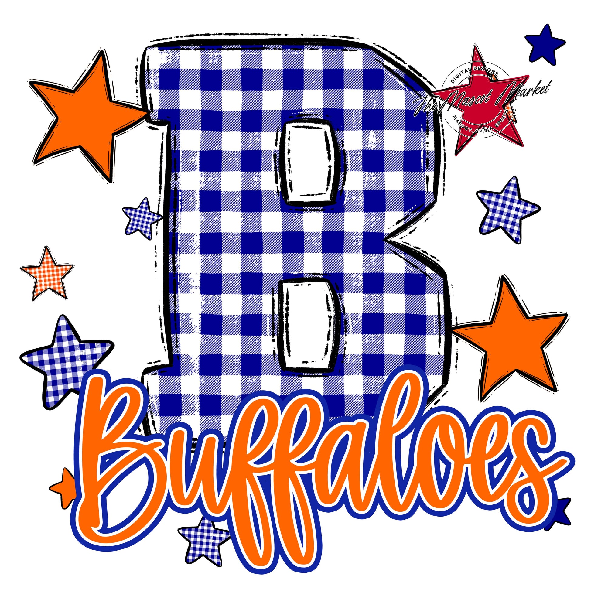 Buffaloes Plaid Star Design-Blue & Orange