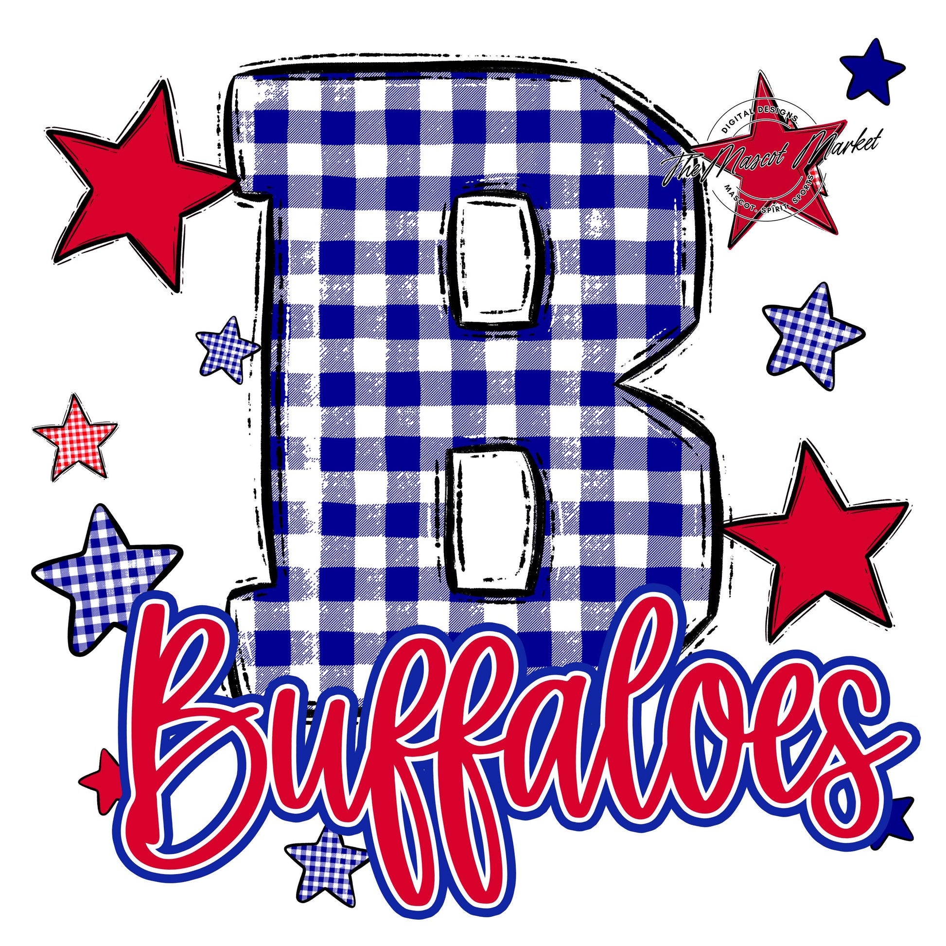 Buffaloes Plaid Star Design-Blue & Red