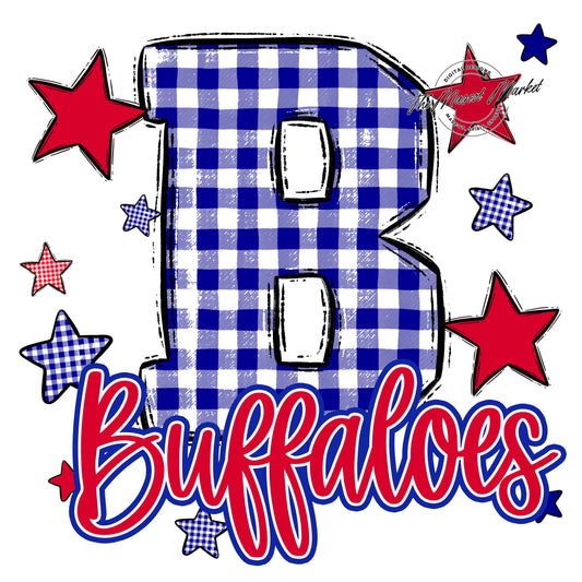 Buffaloes Plaid Star Design-Blue & Red