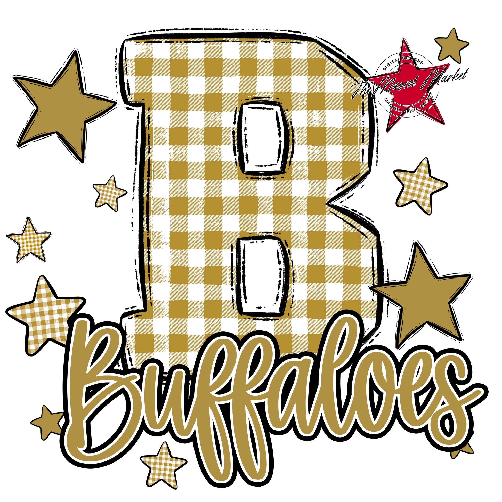 Buffaloes Plaid Star Design-Gold