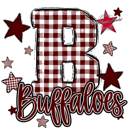 Buffaloes Plaid Star Design-Maroon