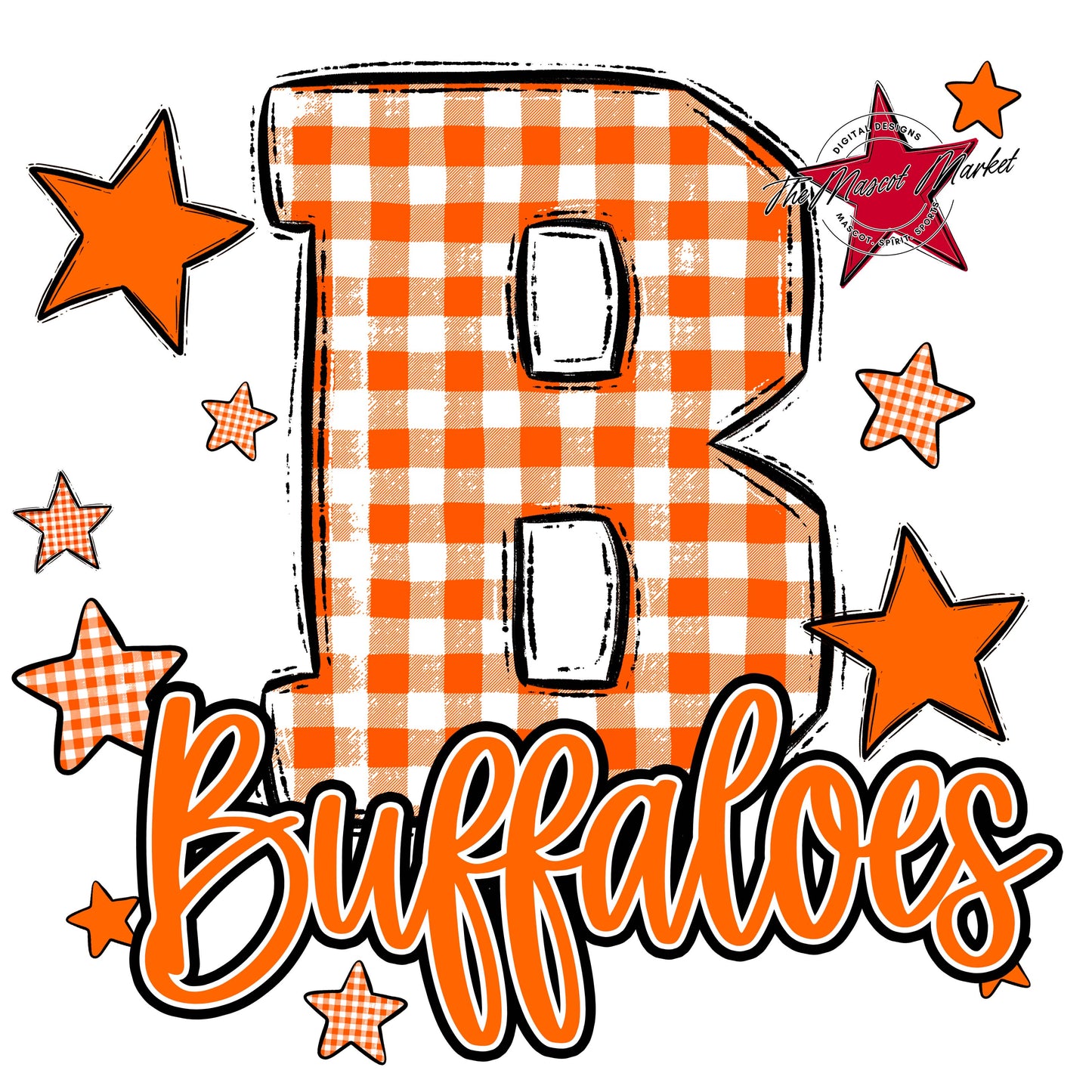 Buffaloes Plaid Star Design-Orange
