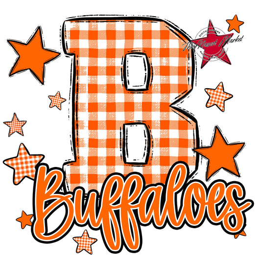 Buffaloes Plaid Star Design-Orange