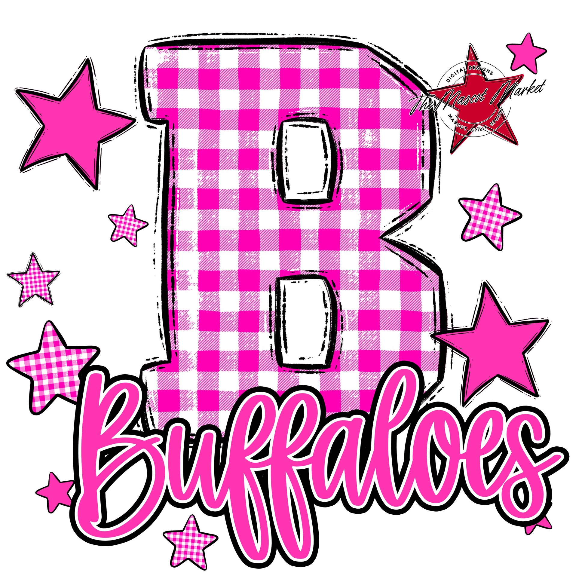 Buffaloes Plaid Star Design-Pink