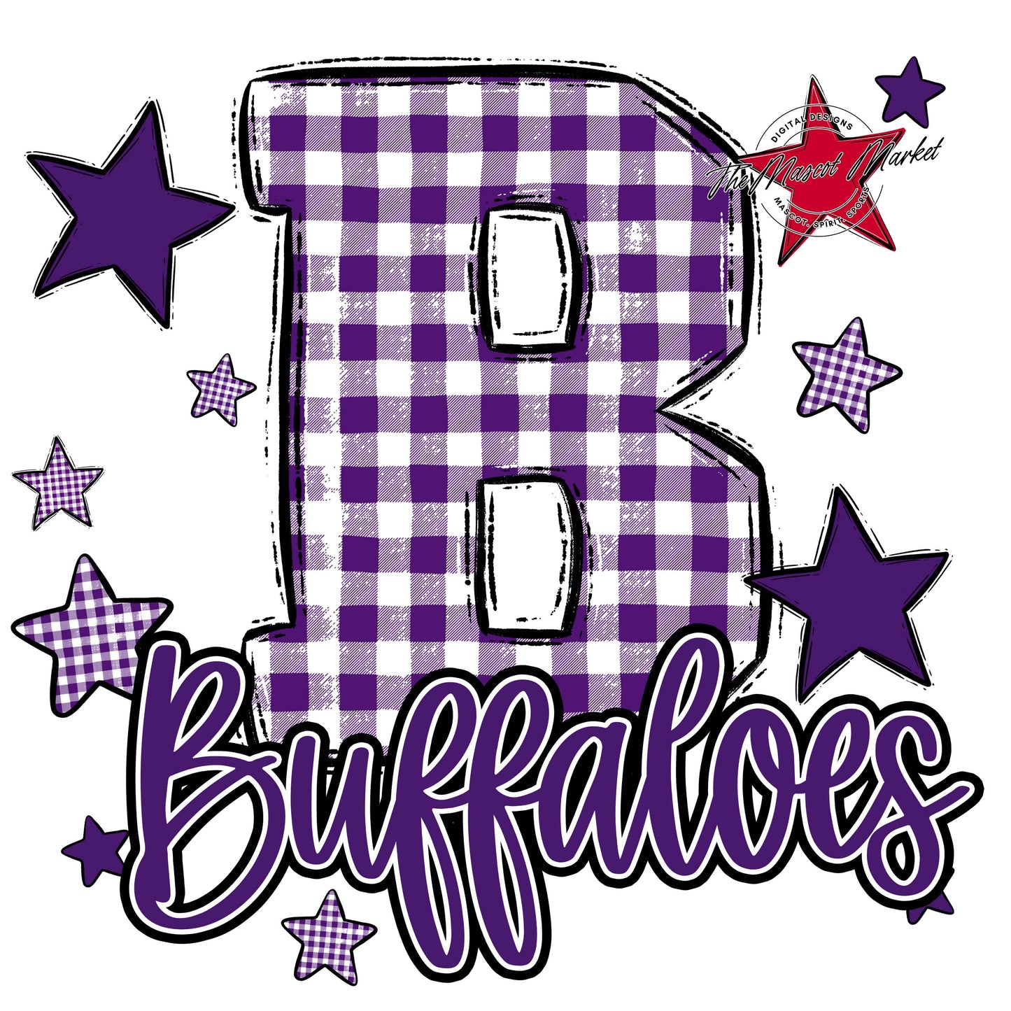 Buffaloes Plaid Star Design-Purple