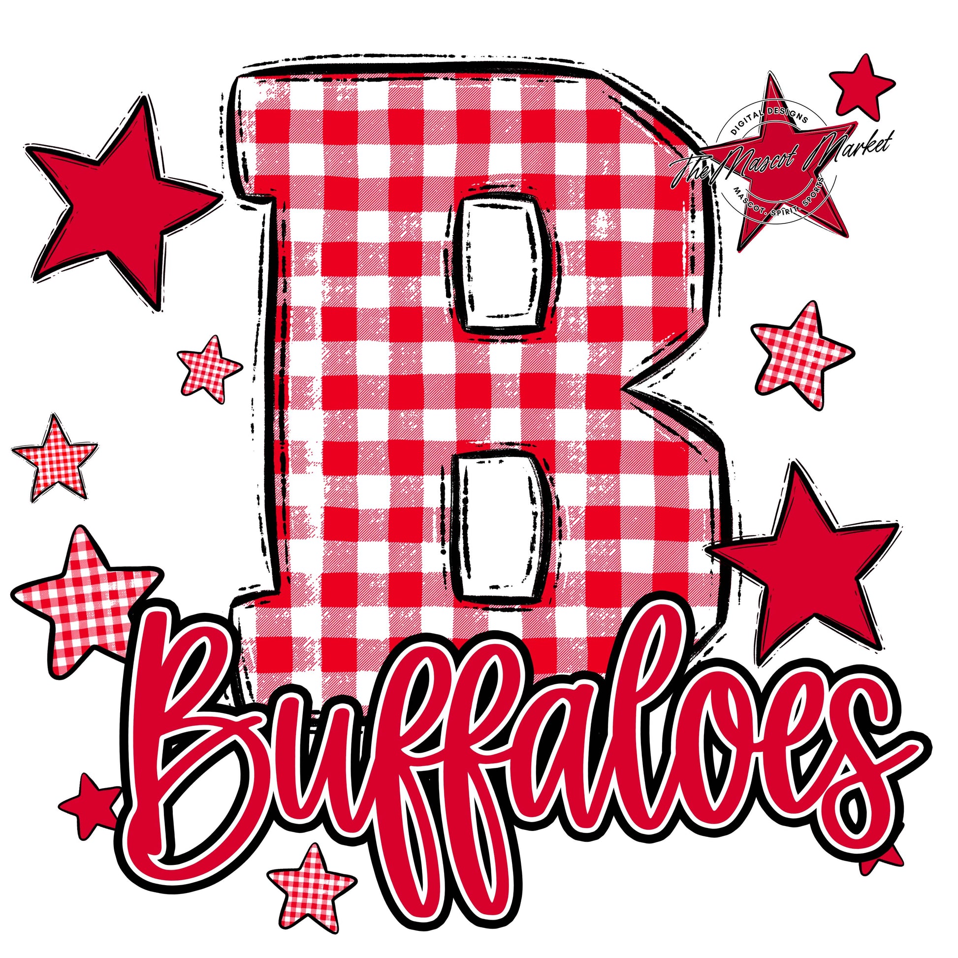 Buffaloes Plaid Star Design-Red