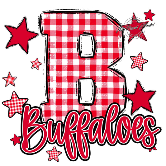 Buffaloes Plaid Star Design-Red