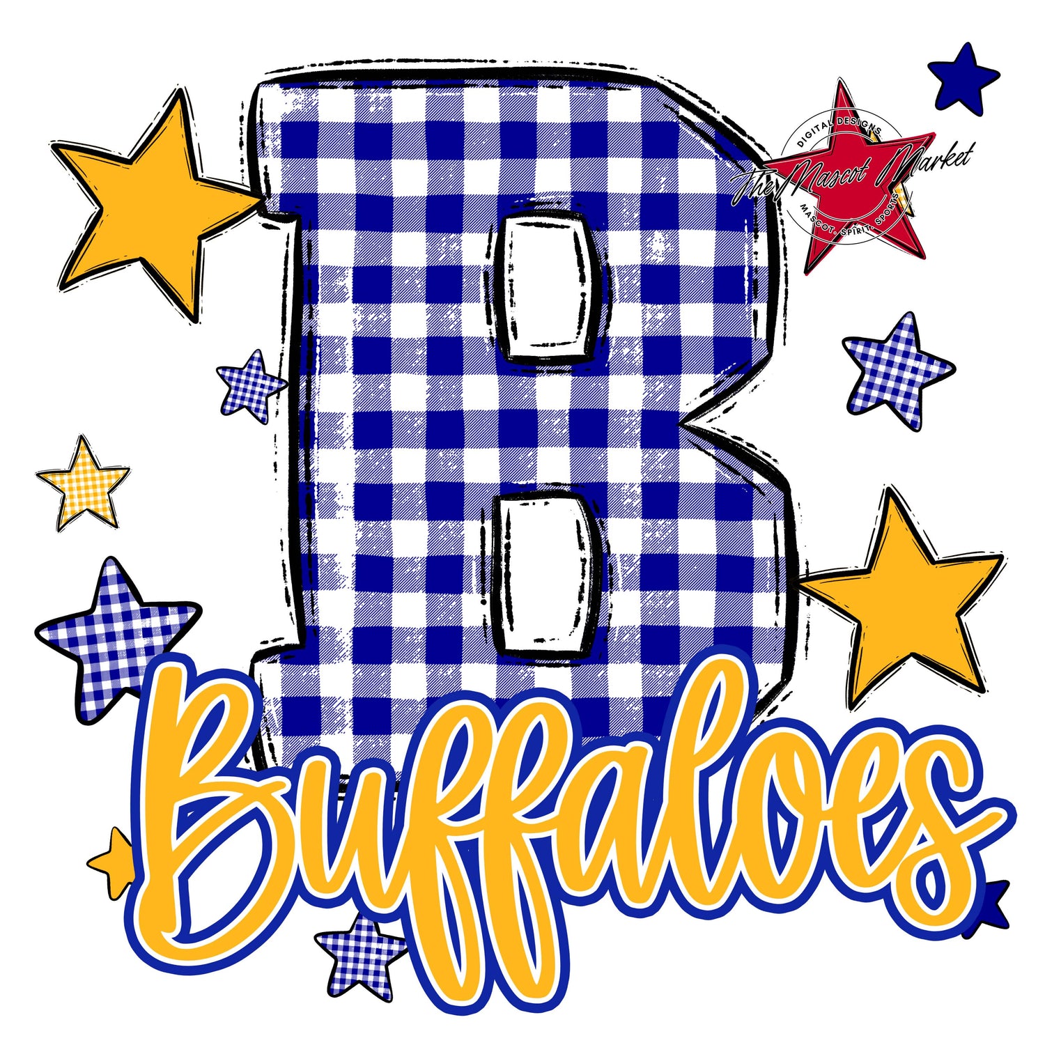 Buffaloes Plaid Star Design-Royal Blue & Yellow