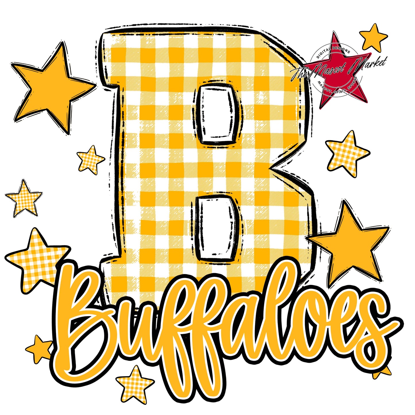 Buffaloes Plaid Star Design-Yellow