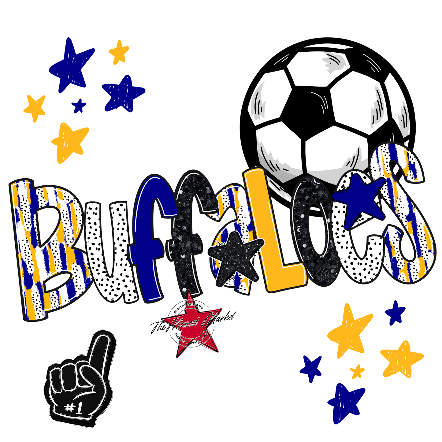 Buffaloes Soccer Scrape-Blue-Yellow