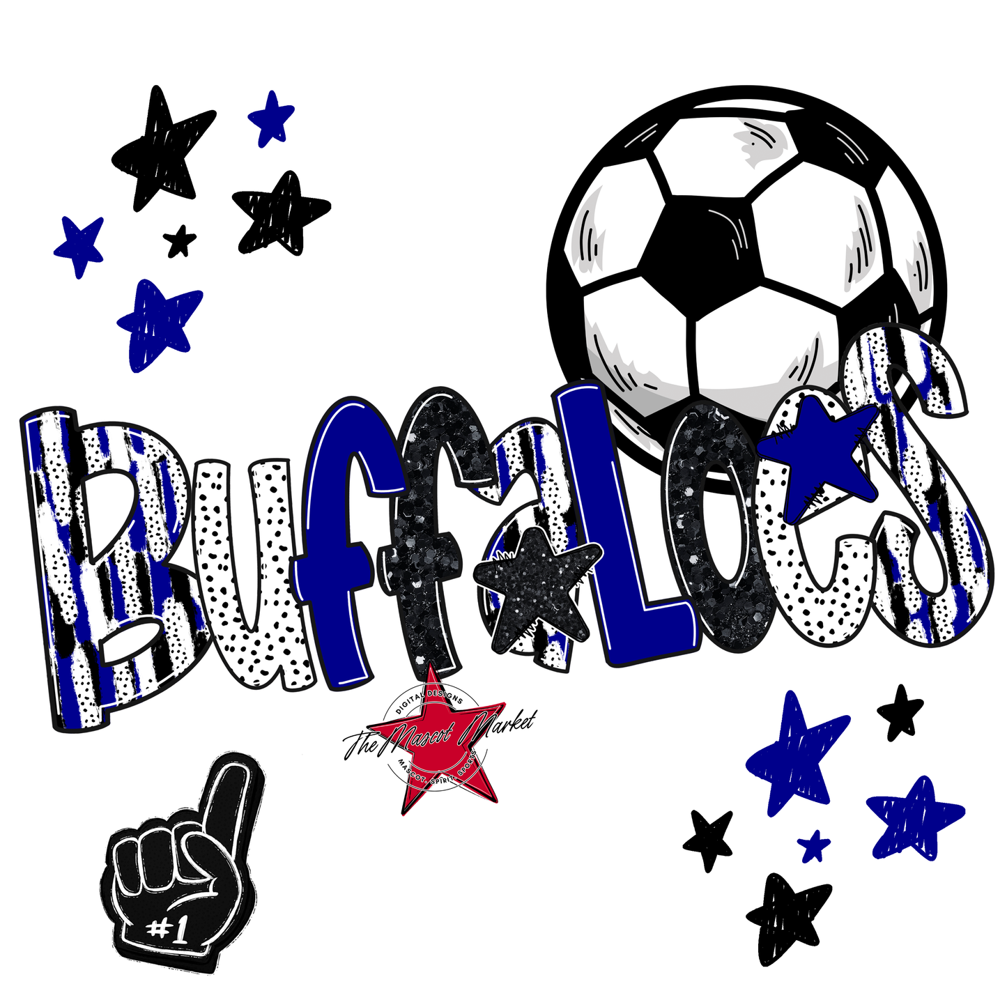 Buffaloes Soccer Scrape-Blue