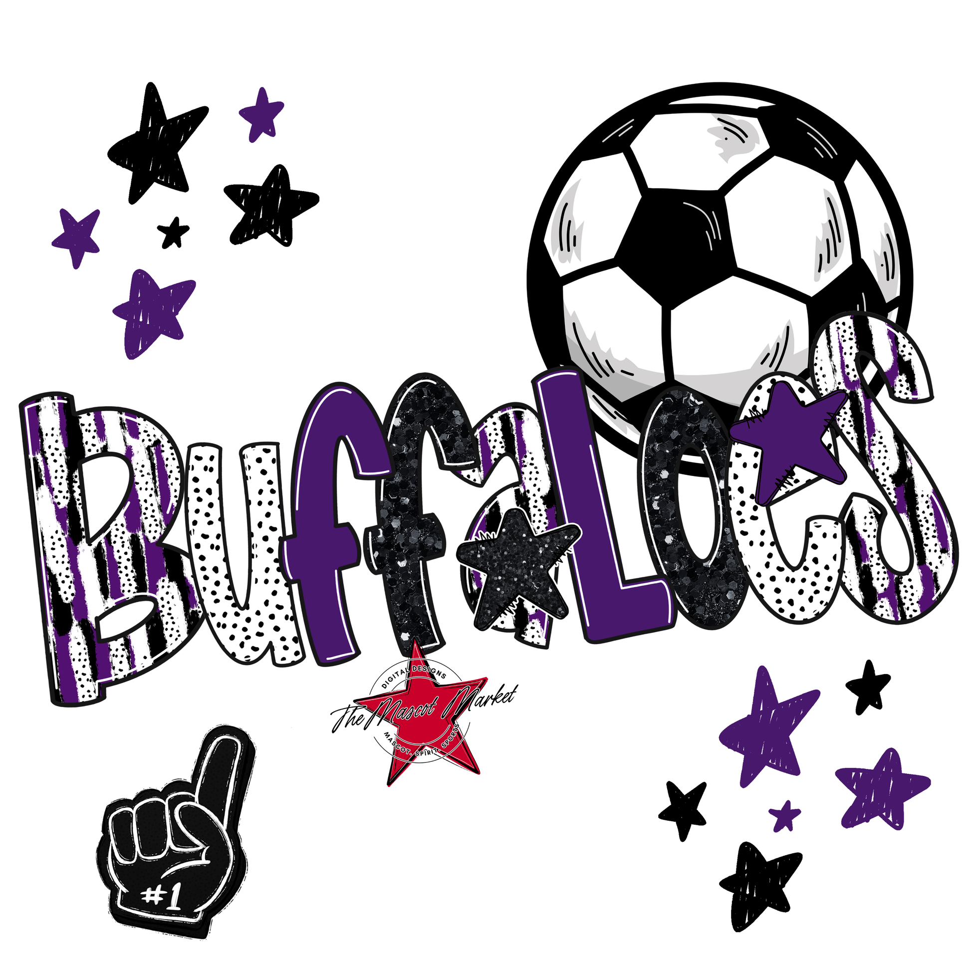 Buffaloes Soccer Scrape-Purple